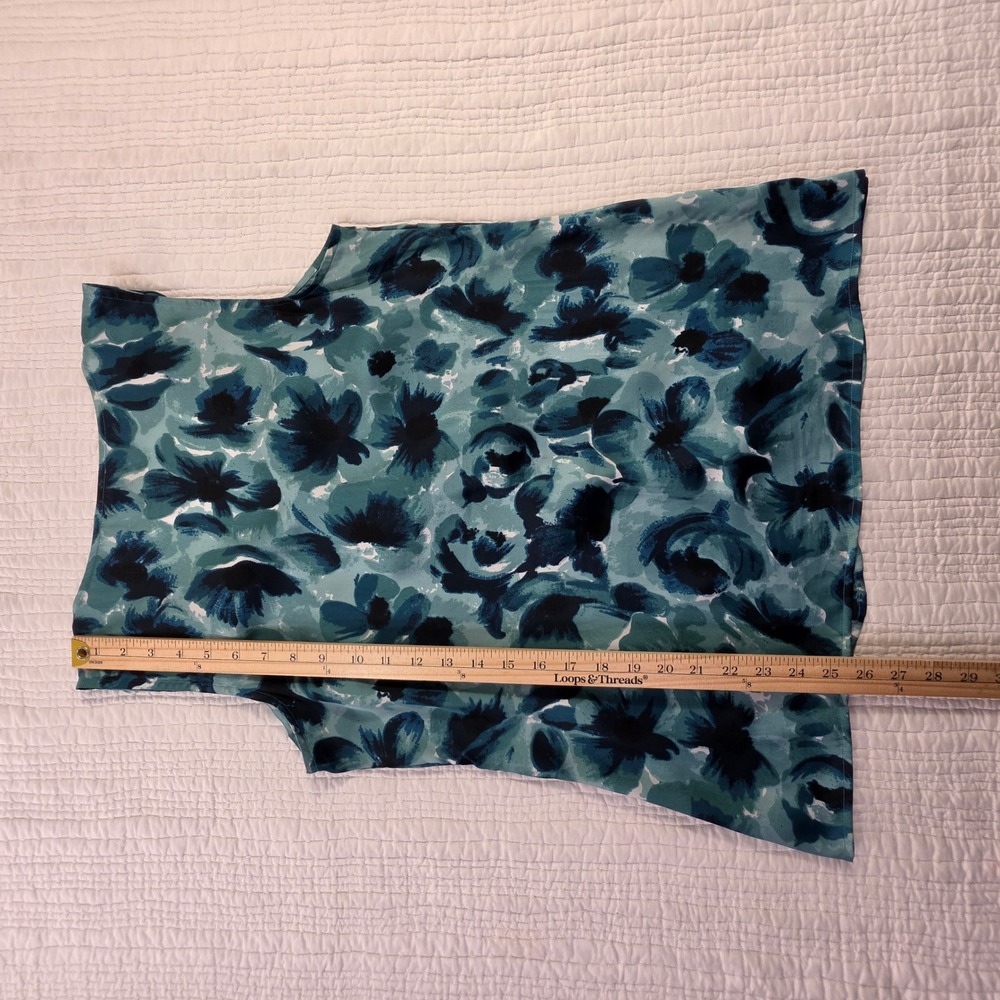 Ann Taylor Ruffle Floral Sleeveless Shell Teal Blue Womens 12 Excellent - Picture 9 of 12